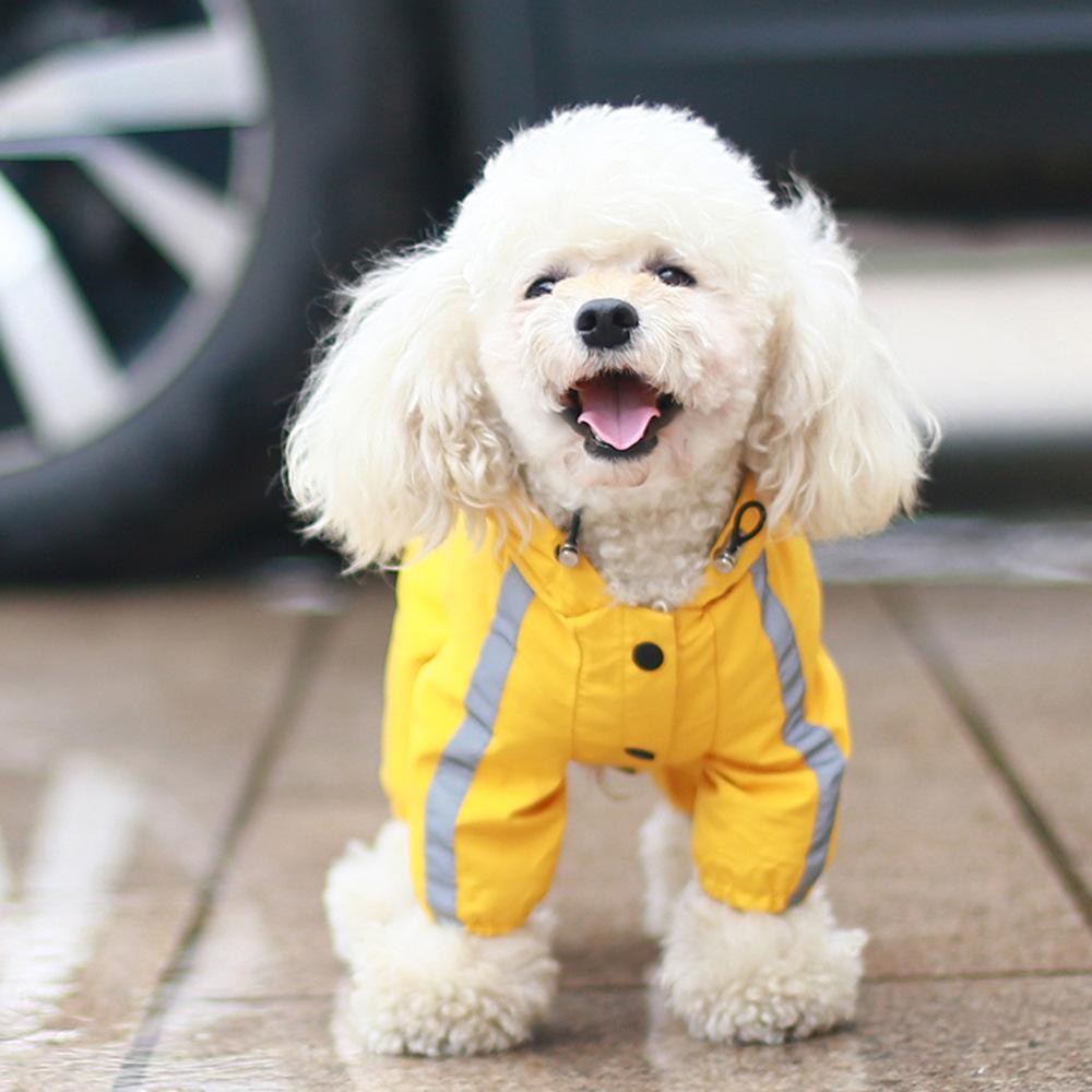 Pet Four-legged Waterproof Raincoat Dog Outdoor Reflective Hooded Waterproof Poncho All-season Rainy Day Dog Suit