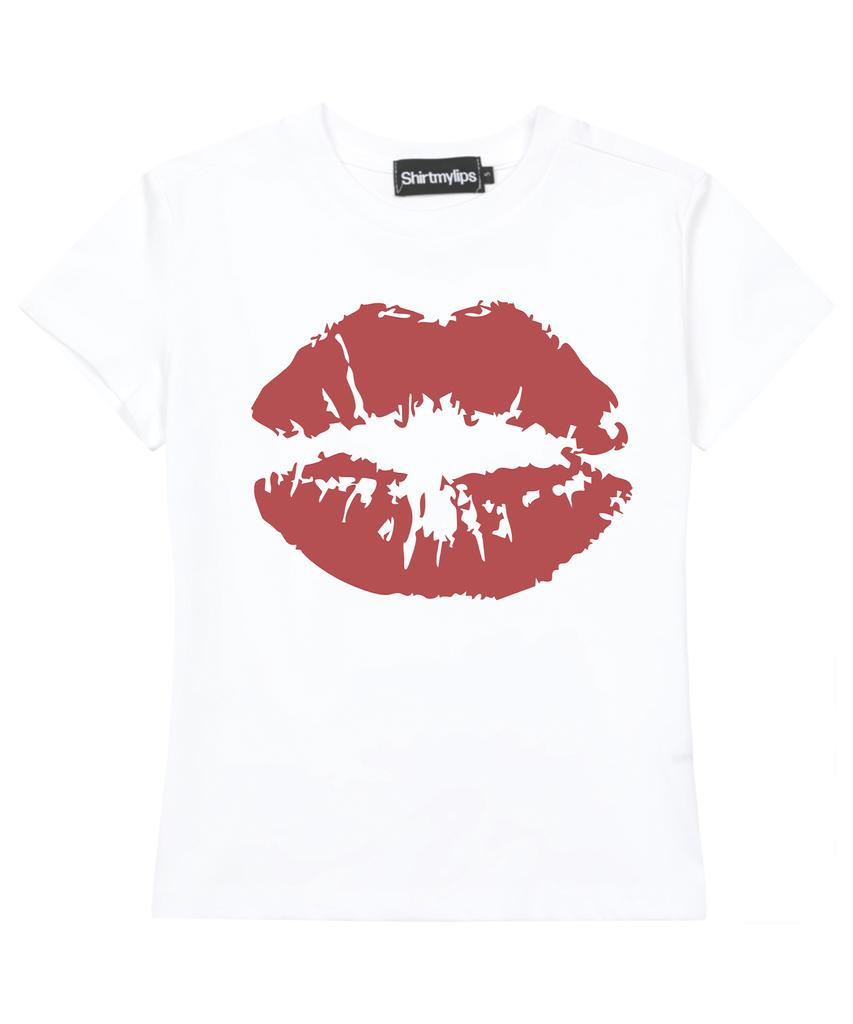 SHIRTMYLIPS (W) Kiss Mark Crop T-Shirt White