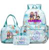 3Pcs/set Anime K-Pop Demon Hunters Printed Backpack Handbag Pencil Case for Teenager Student Bookbag Schoolbag Women Large Capacity Waterproof Bag