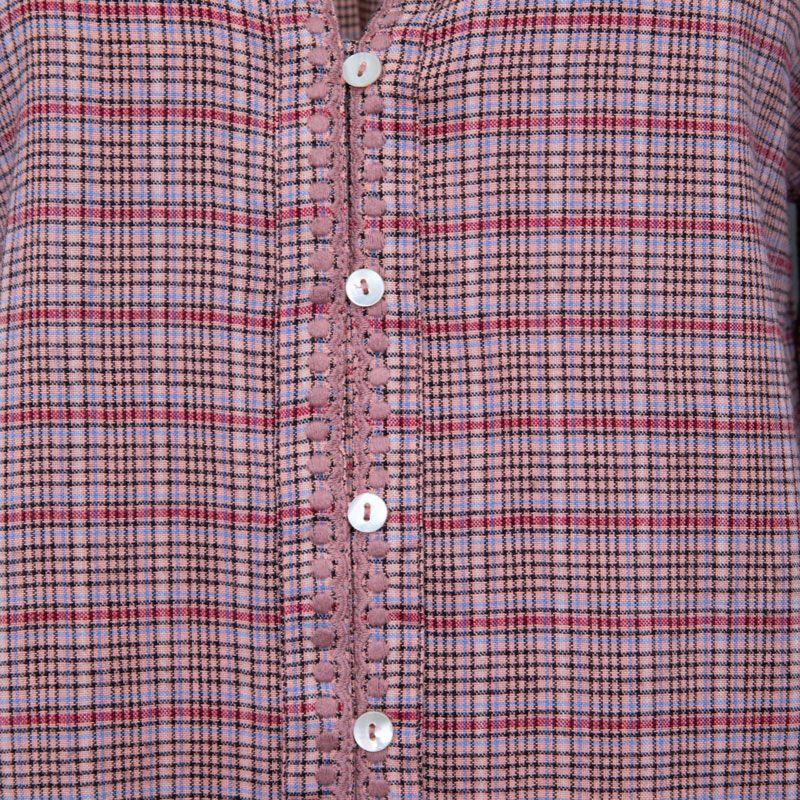 Women's Marjani Pink Check Blouse V-neck LA PETITE ETOILE