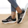 Women Platform Sneakers  New Round Toe Low-top Leopard Wedge Shoes for Women Lace Up Casual Sneakers Zapatos De Mujer