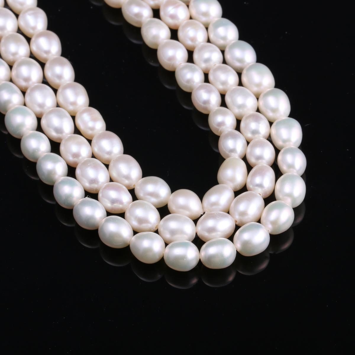

1String, Natural Freshwater Pearls, 6-7 Mm Rice Shape Pearl Beads for Jewelry Making DIY Necklace Supplies, Birthday Party Gifts for Women, 36cm 1String/6-7mm-36cm белый