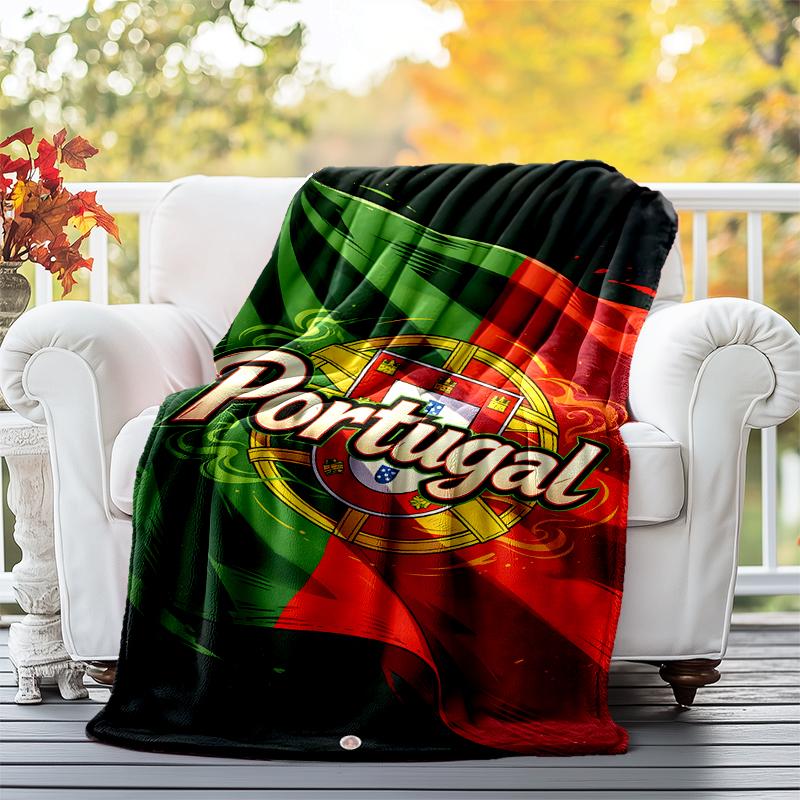 Portugal flag Flannel Blanket Soft All-Season Throw, Design for Camping, Car Travel, Hiking Sofa, Bed, Office Perfect Gift for Parties