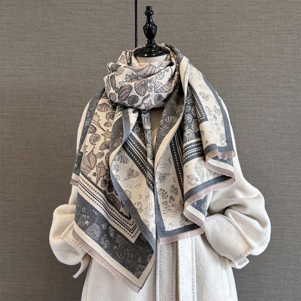 Autumn Winter Cashmere Scarf Women Two-Sided Cashew Flower Female Shawl Wrap Scarves Lady Thick Warm Blanket Echarpe Pashmina