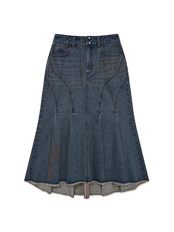 Kirsh Hotfix Trumpet Denim Skirt [Blue]