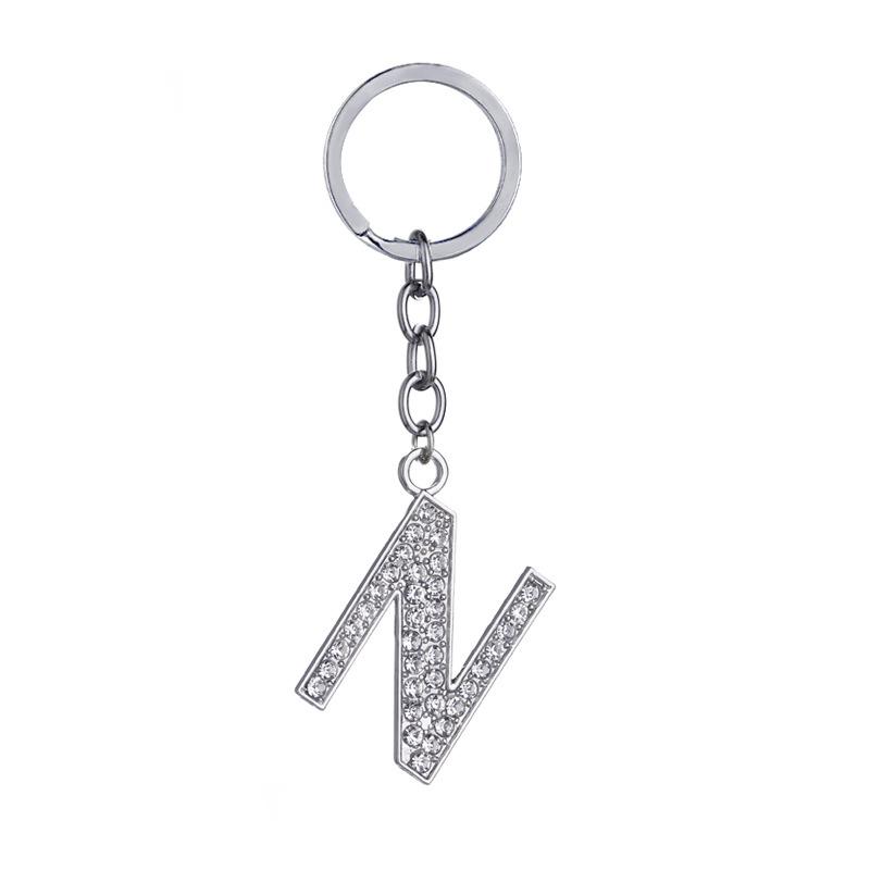 Fashion Charm 26 English Letters A-Z Alphabet Keychains Car Bag Crystal Rhinestones Alloy Name Key Chains Jewelry