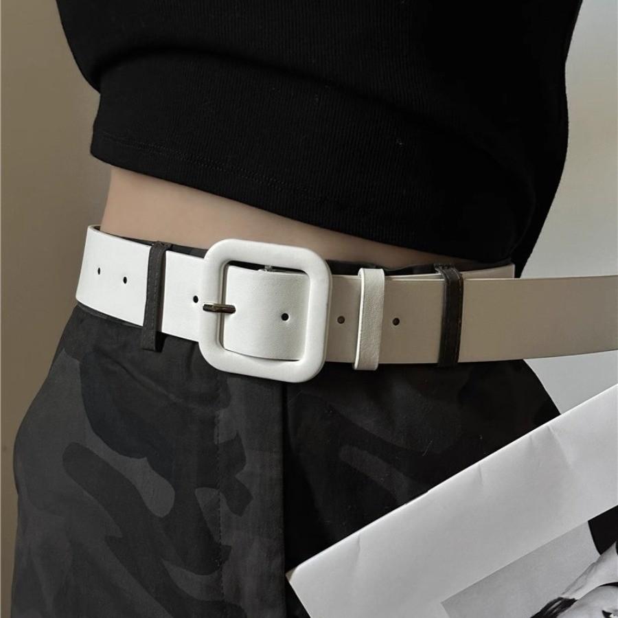 Fashion Pu Leather Wide Belt With Metal Buckle For Women Casual Style