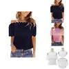 Elegant Women's Off-shoulder Short Sleeve Lace Hollow Casual T-shirt Blouse For Summer Outings