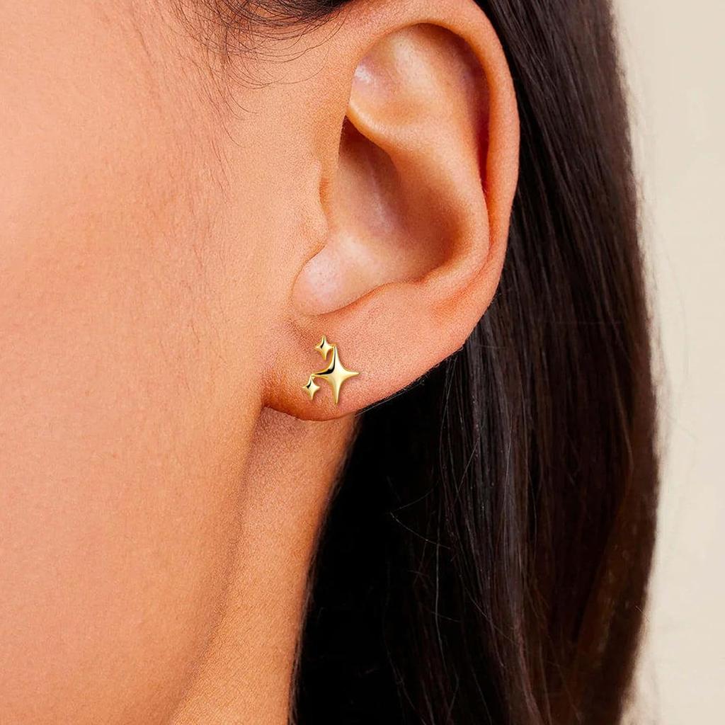 Drperfect 1 Paar Flache Schraubverschluss Ohrstecker Kleine Sternohrringe Helix Knorpel Tragus Piercing Zirkon für Damen