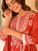 Women Red Kurta Set with Dupatta Printed Ethnic Suit Festive & Party Wear