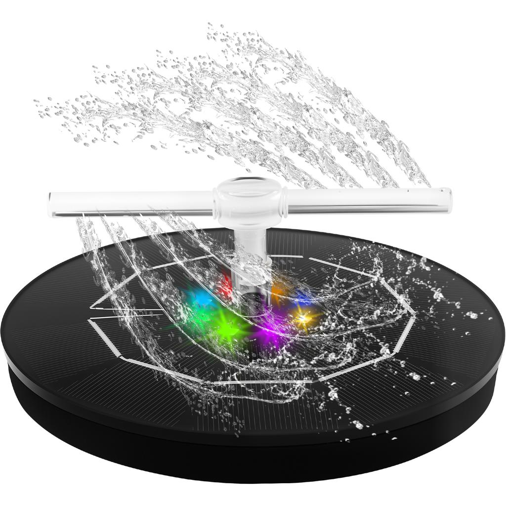 Color LED Solar Fountain Pump Bird Bath Pool Pond Garden Outdoor With 7 Nozzles 3W Solar Waterfall Water Powered Fountain