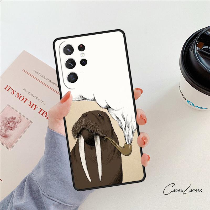 Cute Walrus Phone Case For Samsung Galaxy S24 S25 S23 S22 Ultra Note 10 20 Plus S20 S21 FE Cover