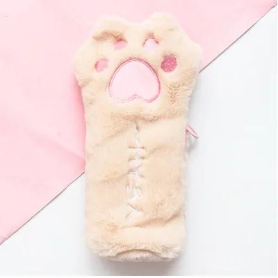 Plush Cat Claw Pencil Case Wallet Student Large Capacity Stationery Bag Pencil Bag Japanese Style Stationery Bag