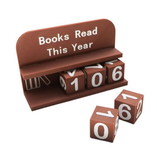 Yousheng 1 Set 3D Printed Reading Tracker Book Read This Year Counter with Number Blocks Reading Nook Decoration for Bookshelf Desk Reading Challenge