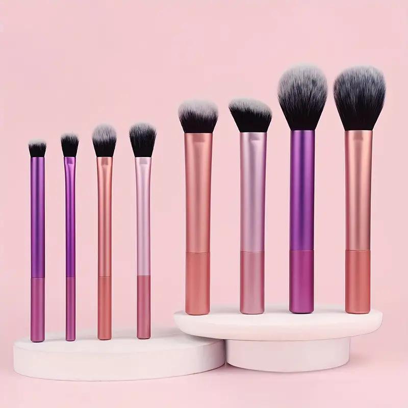 

8-Piece Multicolor Makeup Brush Set for Powder, Blush, and Contour