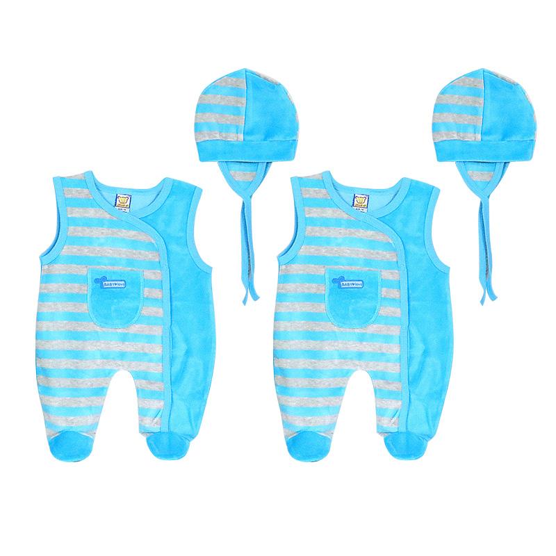 

Комбинезон для новорожденных без рукавов для мальчиков и девочек, теплая флисовая одежда с шапочкой, зимние и весенние шорты из хлопка с пуговицами 74 светло-синий