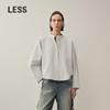 Loose Cotton Striped Stand-Collar Shirt