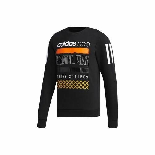 adidas Neo men s black casual knit letter college retro sports sweatshirt S чёрный