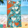 Kreativ bemalte Herzen digital bedrucktes Polyester Superfeine Faser doppelseitiges Fleece Strandurlaub Badetuch, Strandtuch