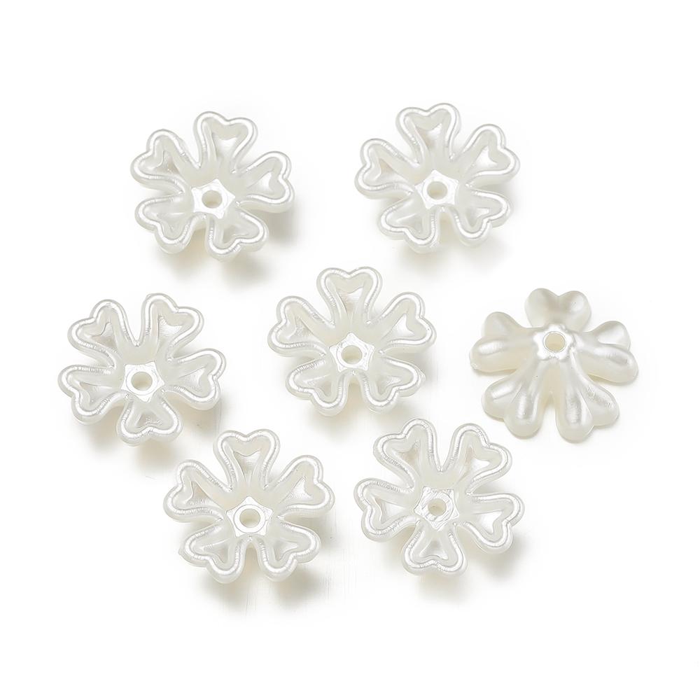 100pcs/lot Spacer Beads Pearl White Imitation Pearl Flower End Bead Caps For  DIY Jewelry Making Findings Accessories