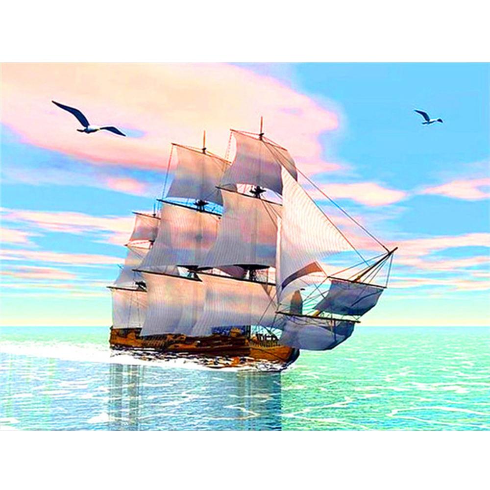 5D DIY Diamond Painting Full Drill Square Ferry Diamond Embroidery Sale Landscape Rhinestones Mosaic Home Decor