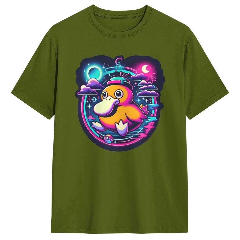 Oversized T Shirt Ducky Night Pokemon Psyducks 100 Cotton T-Shirts Fashion Tshirt for Men Summer Y2K Basic Short Sleeve Top Tees