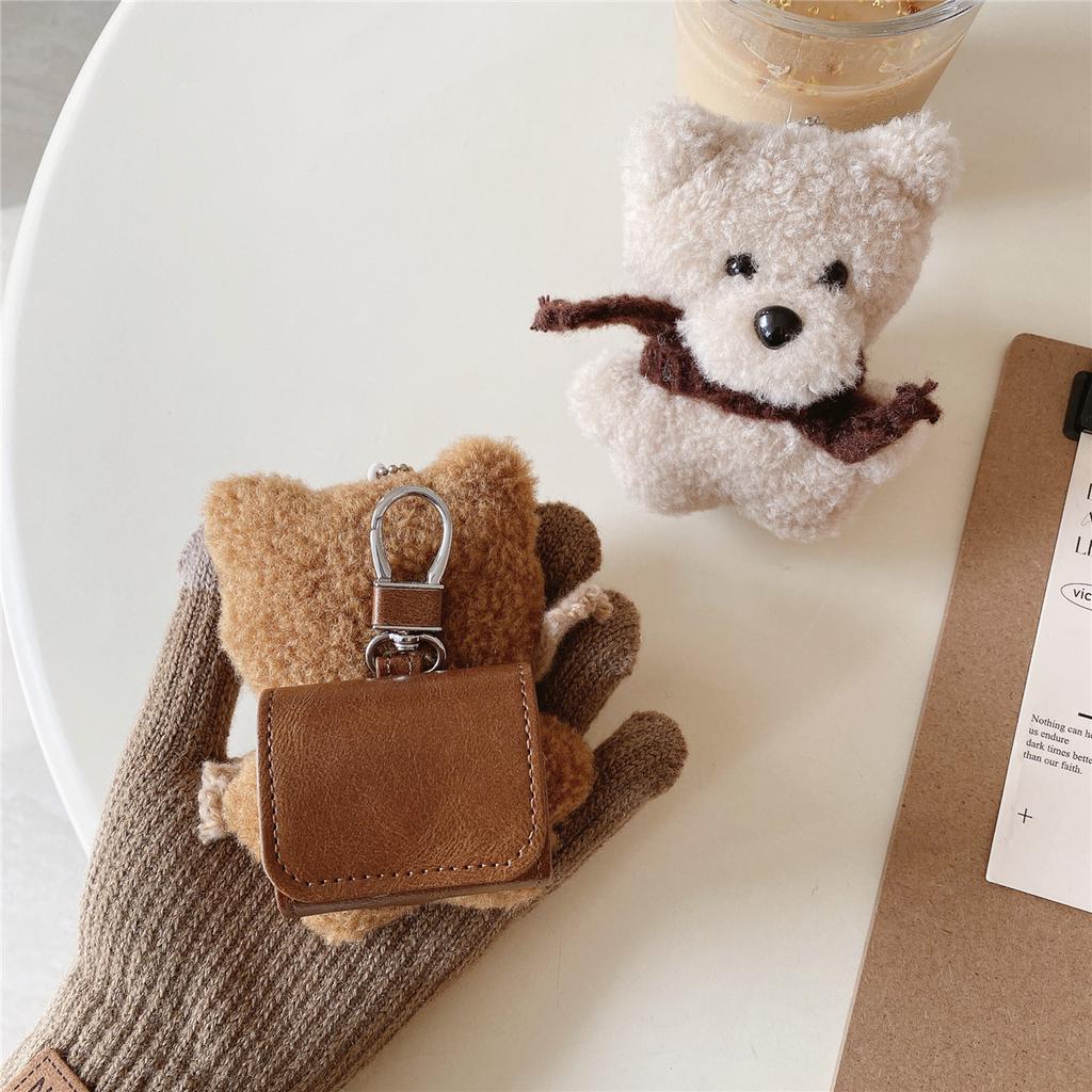 Plush Bear Is Suitable for Apple AirPods 1 Generation Bluetooth Headset Case Pro1 Headset Case 1st Generation Hanging Buckle