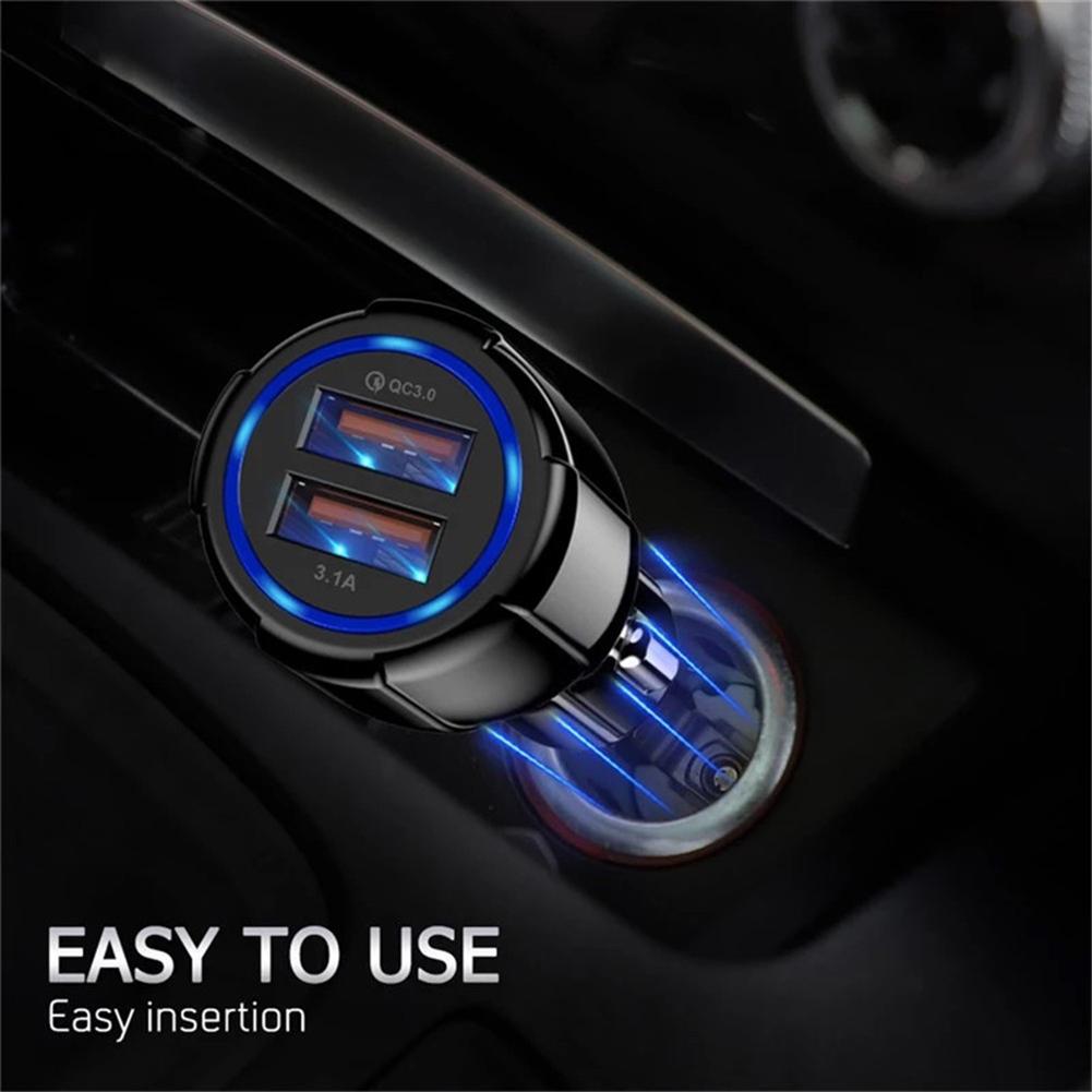 

Автомобильное зарядное устройство Адаптер для быстрой зарядки Qualcomm QC3.1 Dual USB Быстрая зарядка для iPhone 13 Samsung Универсальный мобильный телефон