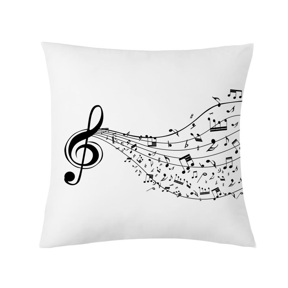Retro Music Notes Double-Sided Printed Pillow Cover Short Plush Suitable Living Rooms Bedrooms Sofas Throw Cushion Cover