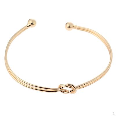 Knotted Alloy Cuff Bangle Adjustable Skinny Bracelet For Women
