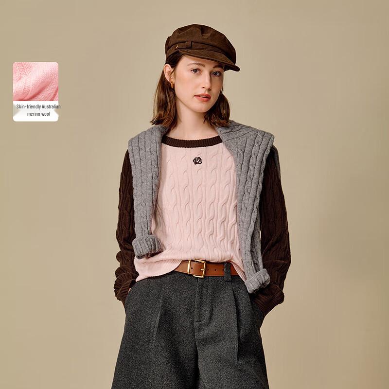 

Женский свитер Inman из смесовой шерсти с кабельным узором и цветными блоками L