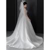 Elegant Strapless Satin Wedding Gown with Small Train - Simple French Design In White