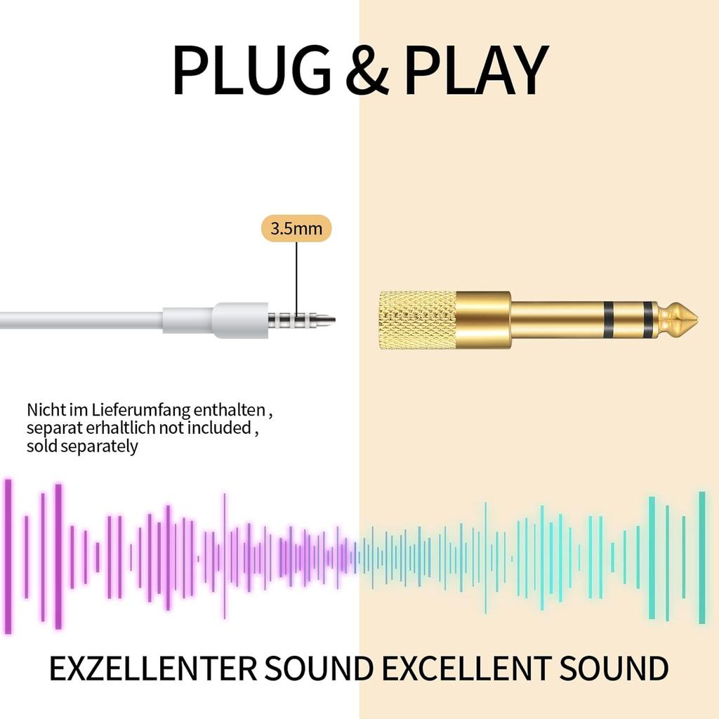 4 Pcs 6.35mm (1/4 Inch) Male To 3.5mm (1/8 Inch) Female Stereo Headphone Adapters, 3.5mm/1/8'' Female To 6.35mm/1/4'' Male Stereo Audio Adapter Jack
