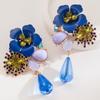 Bohemia Resin Flower Earrings Vintage Women Earrings Fashion Water Droplet Long Earrings  Women