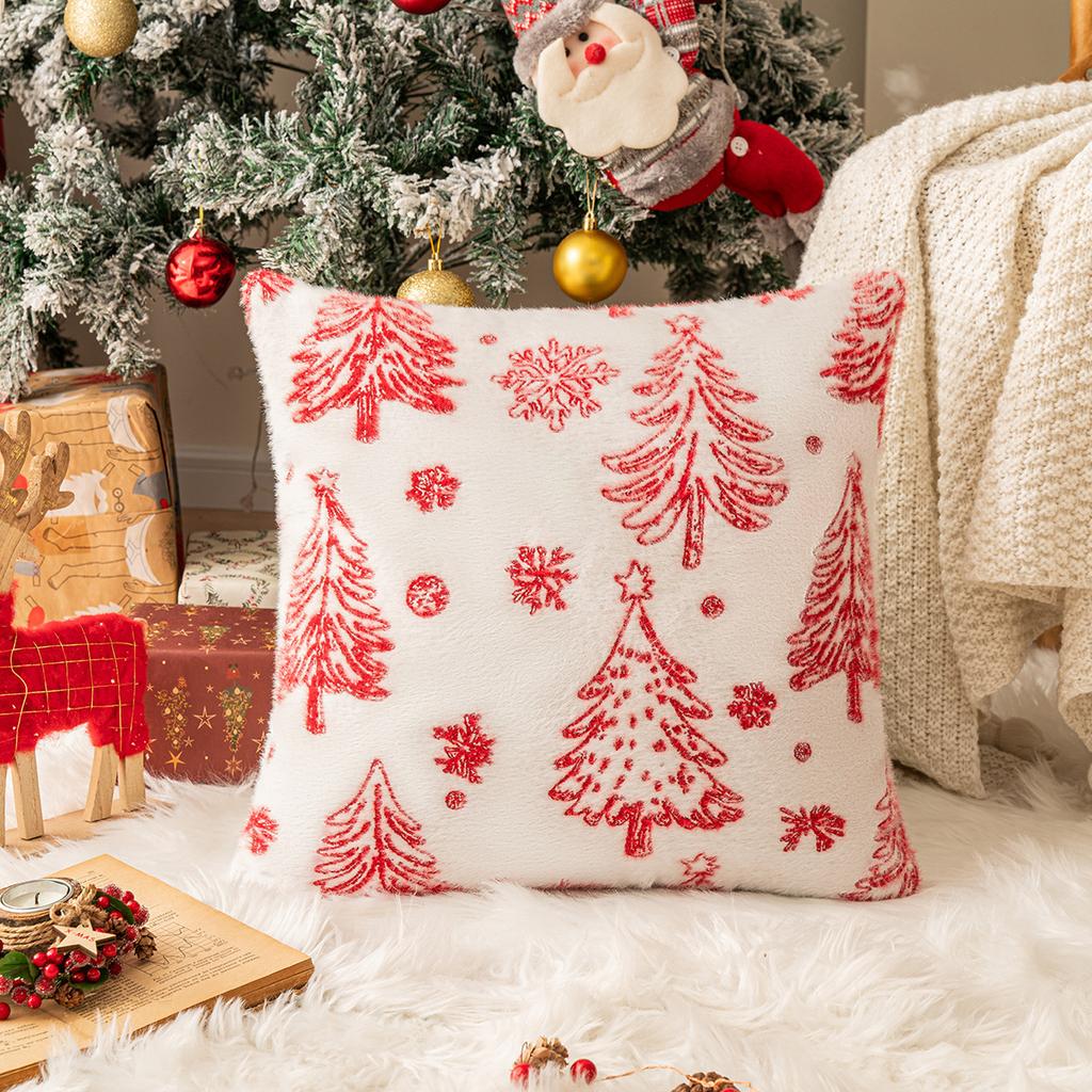 Delicate Christmas Pillowcase Soft Knitted Square Cover Xmas Tree Pattern Home Decor Case for Couch