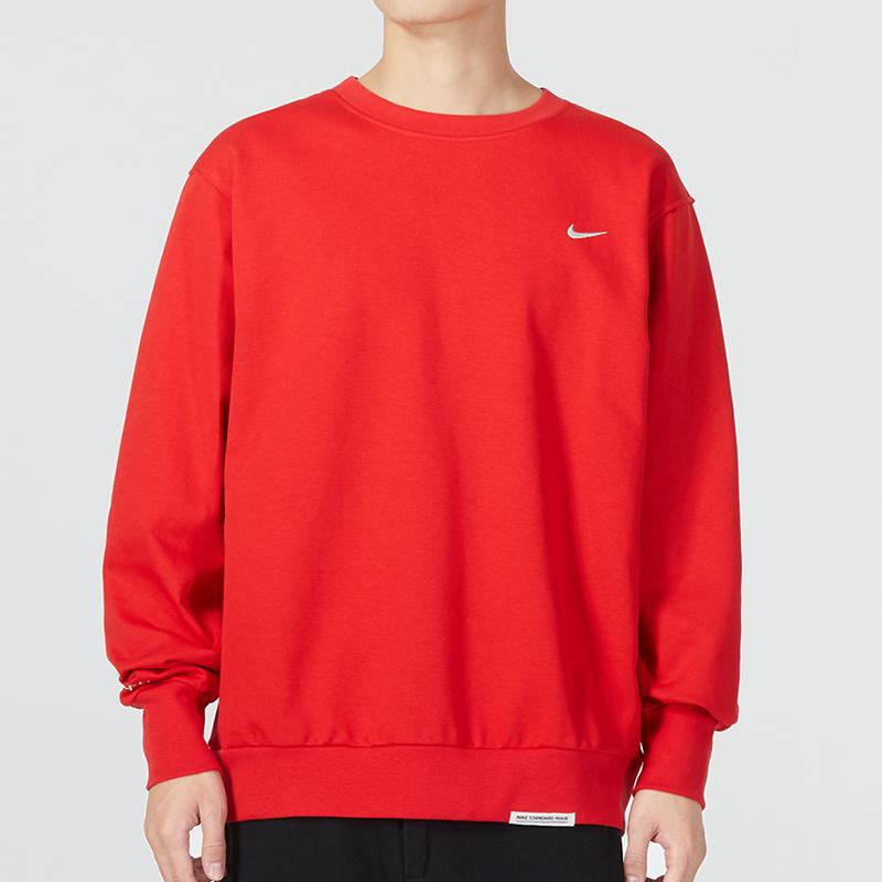 Nike Solid Color Logo Crew Neck Sweatshirt Men Tops Red DQ5821-657