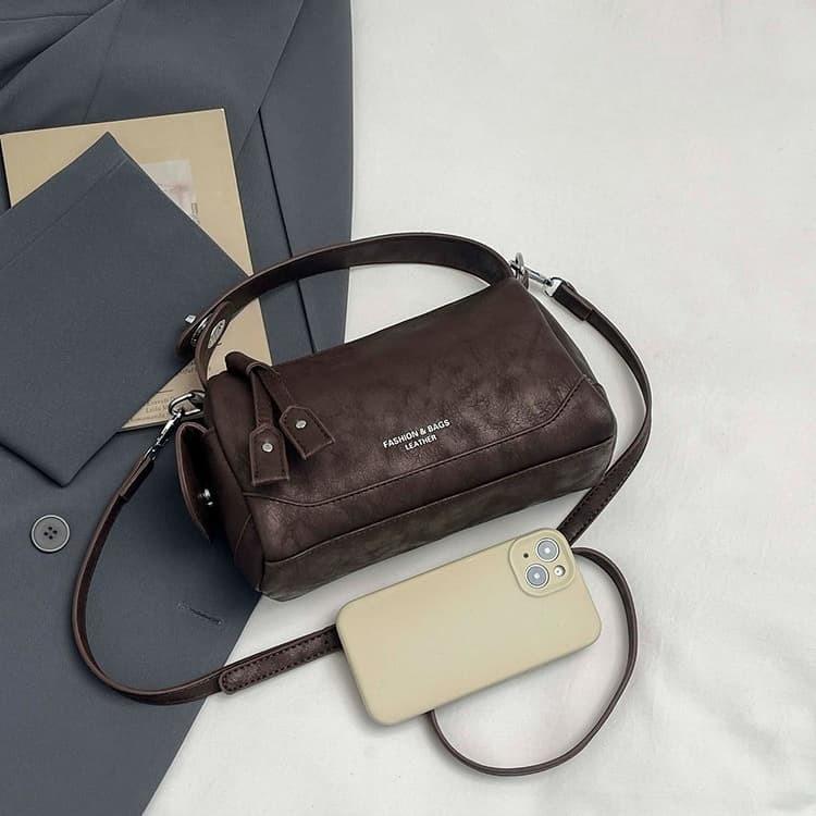 Soft leather mini Boston bag women's shoulder messenger bag
