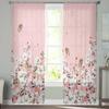 Pink Flower Plant Butterfly Tulle Sheer Curtains For Living Room Bedroom Kitchen For Windows Voile Drapes Home Decoration