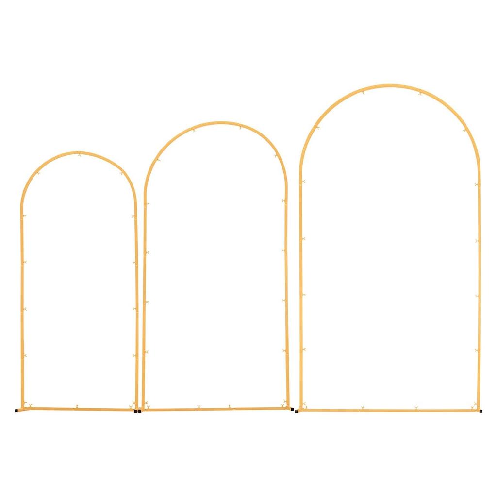 Arch Backdrop Stand, Set of 3, 2.2/2/1.8 m , Stable Structure, Easy Assembly, Gold Metal Arch Backdrop Stand for Wedding, Birthday Party, Graduation,