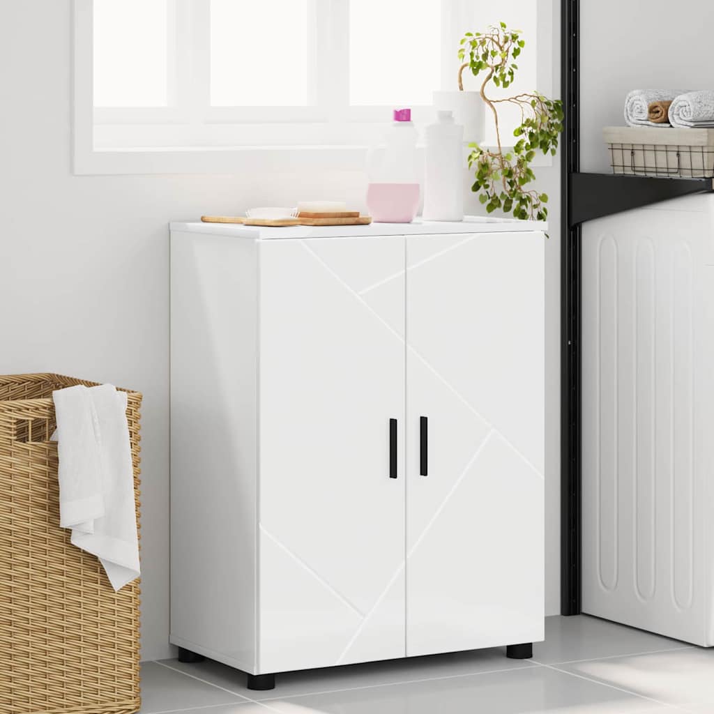 Bathroom Cabinet with Storage High Gloss White 60 X 35 X 80 Cm