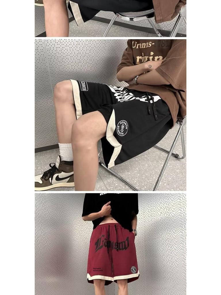 Męskie szorty casualowe w stylu retro american vibe na lato: Modny, luźny, uniwersalny styl koszykarski