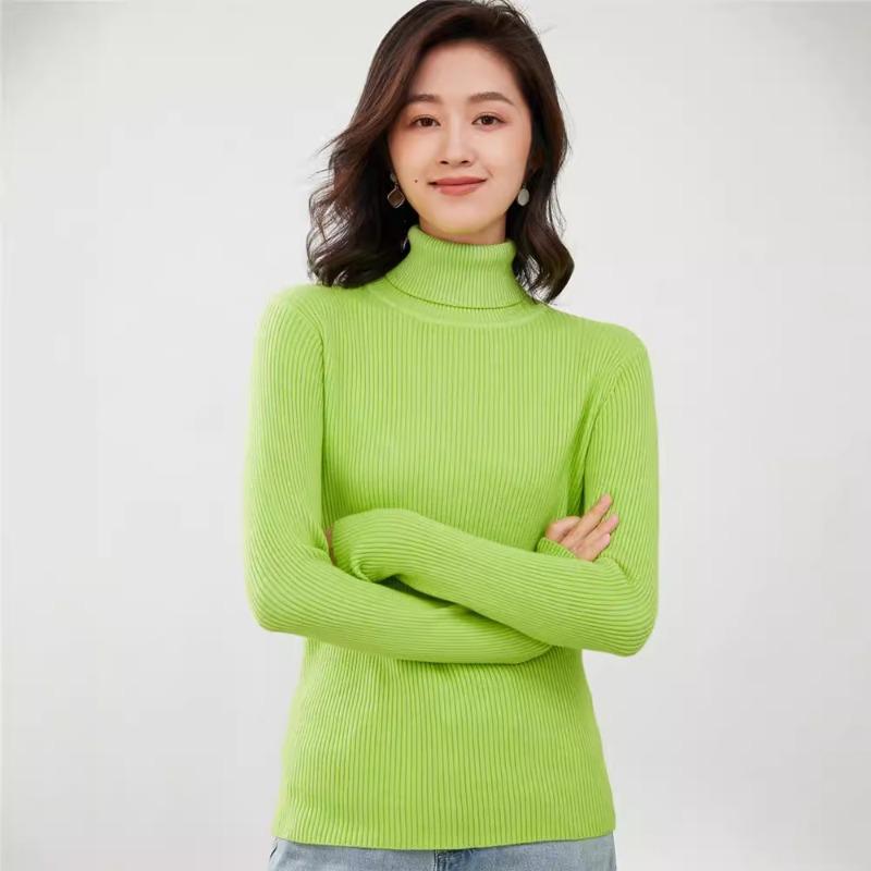 Turtleneck female slim-fitting strips autumn and winter new long-sleeved inner pullover sweater bottoming shirt lapel