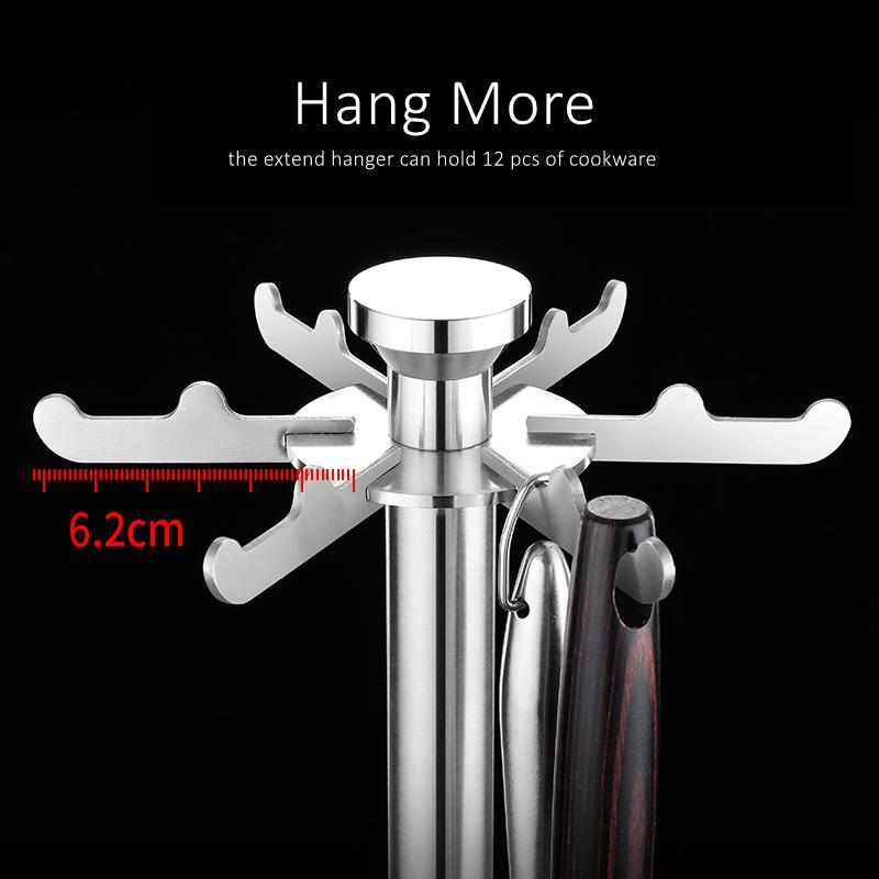 GEDO 304 Stainless Steel Kitchen Cookware Organizer Smoothly 360° Rotary Spatula and Soup Spoon Hanger 12 Pcs Kitchenware Rack