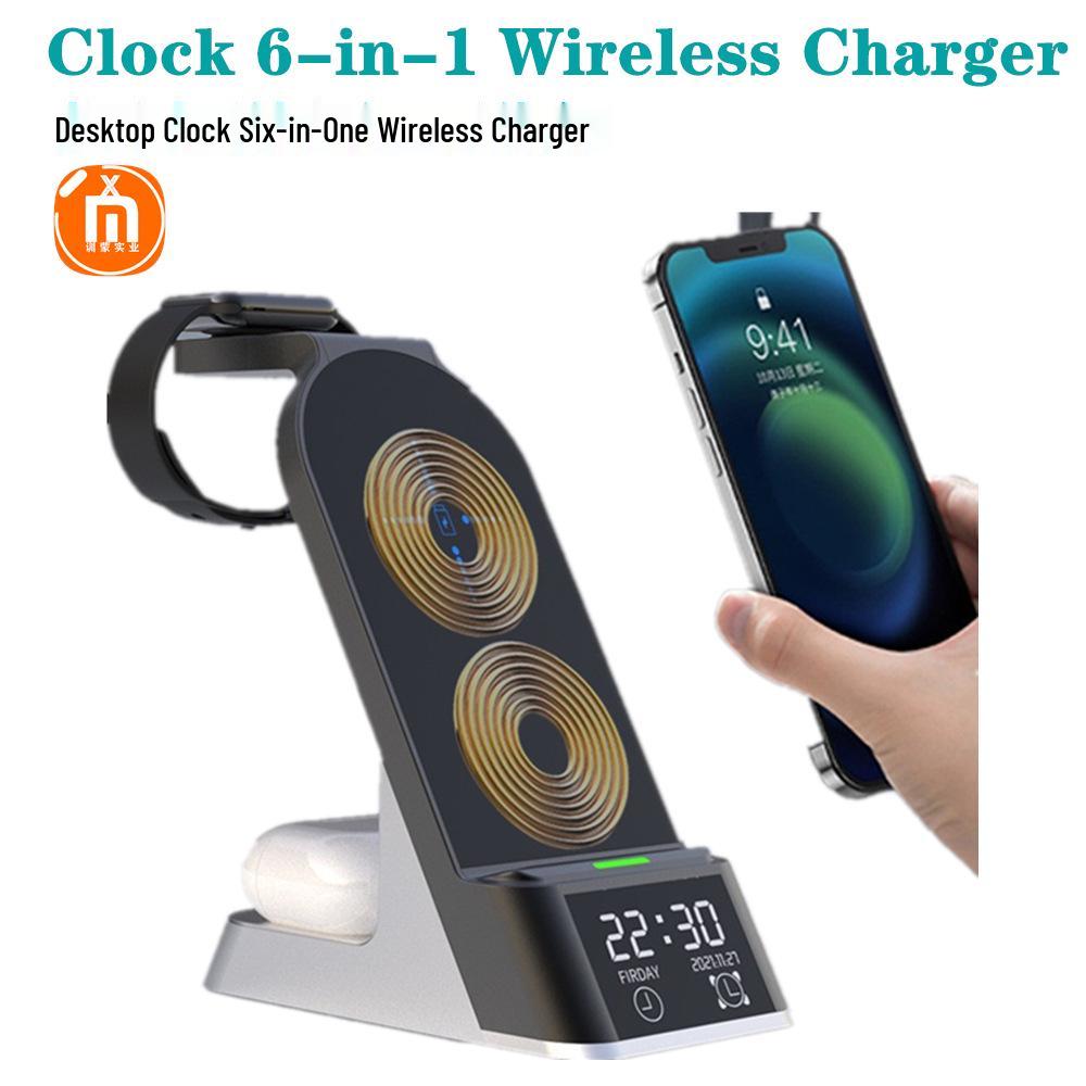 Six-in-One Wireless Charger for Apple Watch, Earbuds & Phones - Fast Wireless Charging