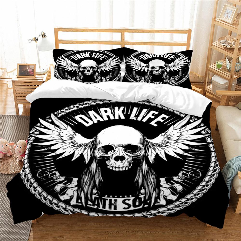 Duvet Cover Skull Print Bedding Set Cover Aesthetic Bedding Suit Children Home Bed Clothes Single Double Size Bed Set