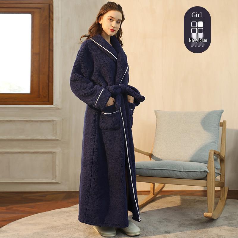 Mens & Womens Luxurious Extra Long Fleece Bathrobe - Thick, Plush, Plus Size Autumn/Winter Pajamas for Couples