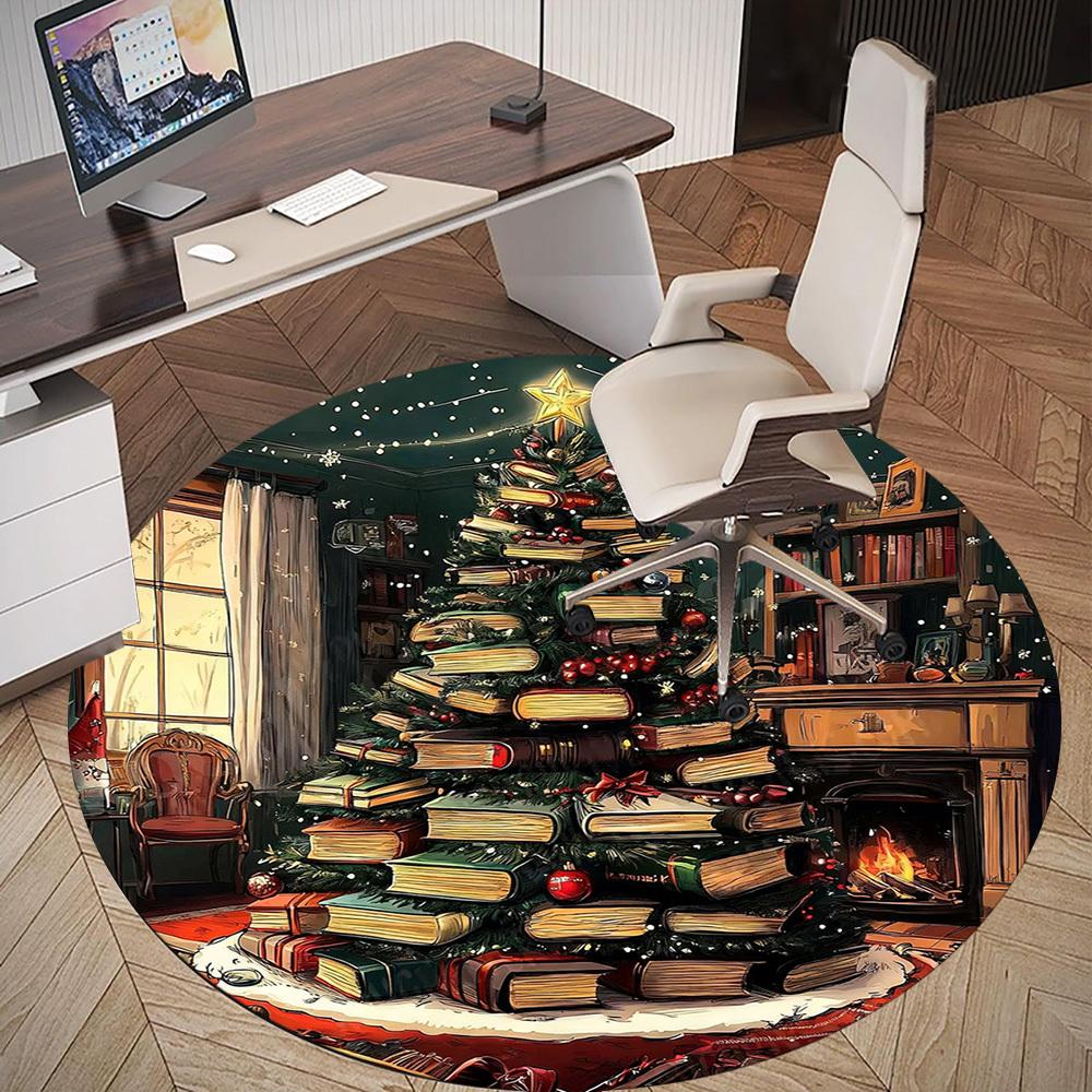 1PC Christmas Tree Office Round Area Rug, Under Office Chairs Bedroom Living Room Home Decor,Carpet for Office, -1110210