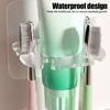 Toothbrush Holder Wall Mounted Self Adhesive Toothbrush Organizer with Toothpaste Slot Quick Drain Design