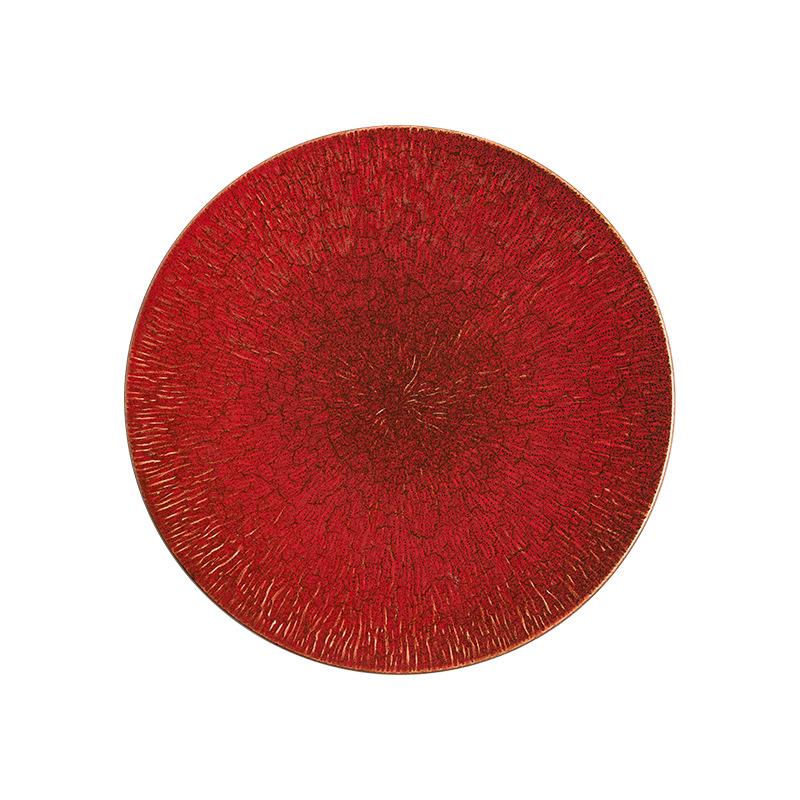 Nordic Red Plate High-end Steak Tray Household Dish Underglaze Color Western Dining Tray Restaurant Tableware French Platter