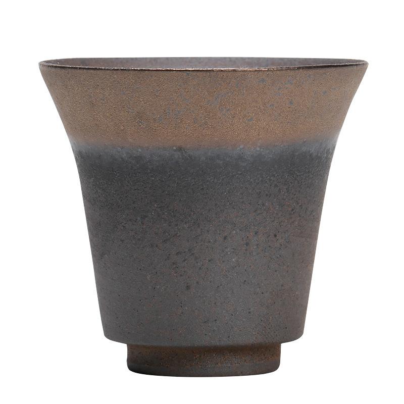 1pc Retro Coarse Pottery Teacup Tea Cup Ceramic Household Kung Fu Tea Set Single Cup Master Cup Retro Gilt Personal Cup